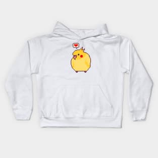 Happy Cockatiel with Red Heart Kids Hoodie